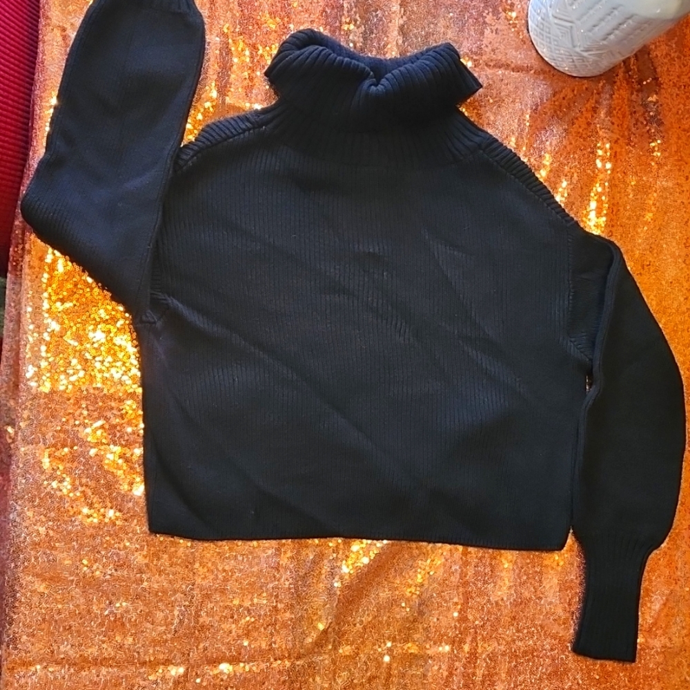Black Cropped turtle neck sweater